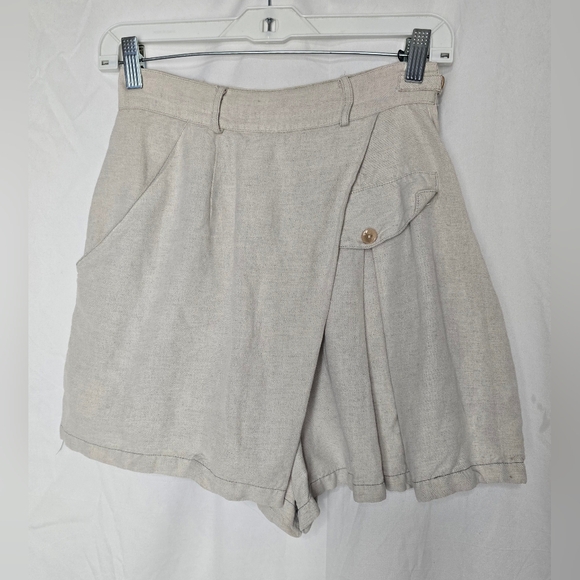 Axiom Italian Made Beige Linen Faux Wrap Skort Italian Made Women's sz S - Picture 1 of 5